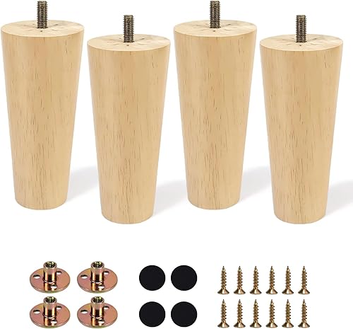 Joatocy Patas de madera para muebles de 6 pulgadas patas de sofá sólidas patas de repuesto modernas de mediados de siglo patas de repuesto para
