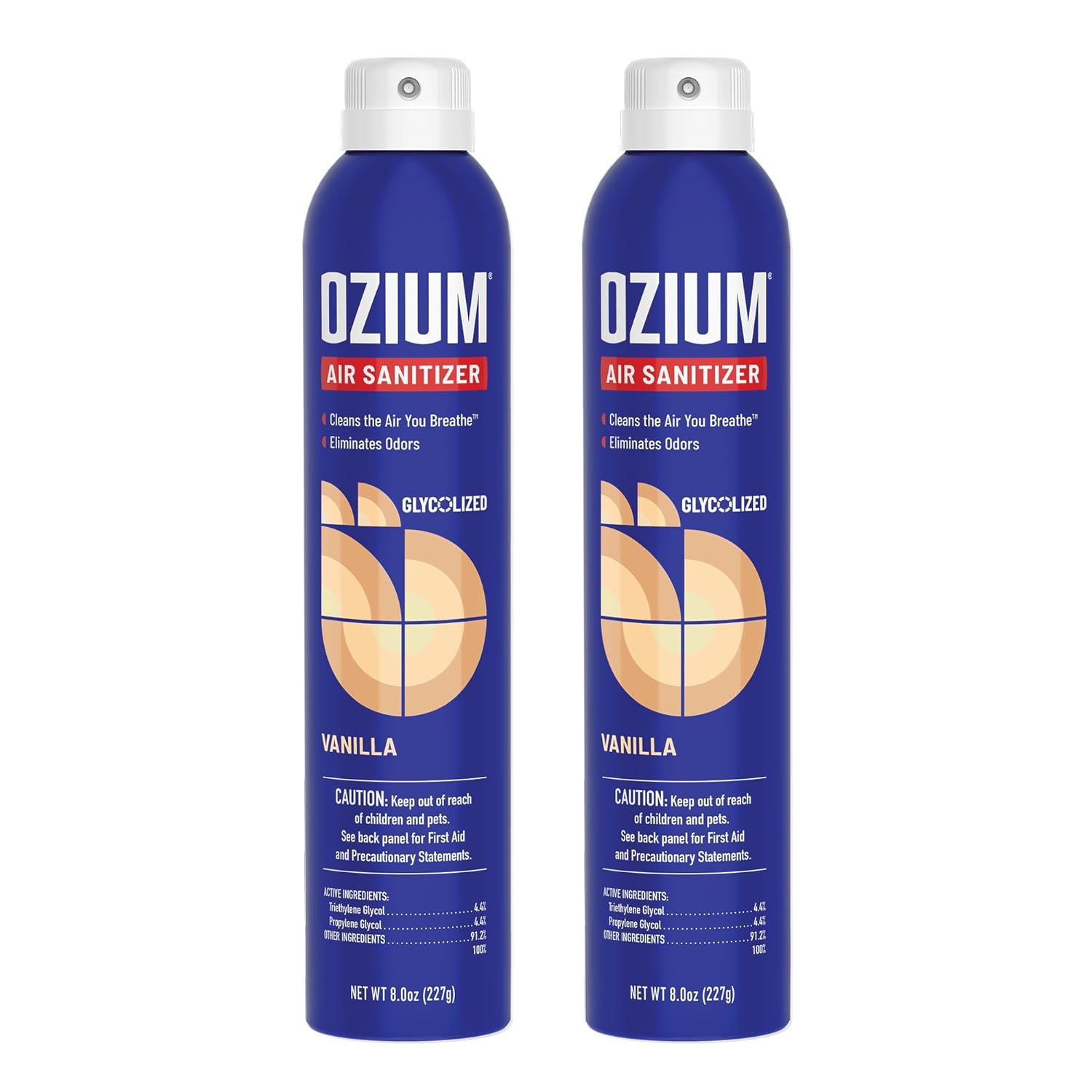 Ozium 8 Oz Air Sanitizer Odor Eliminator for Homes Cars Offices and More Vanilla Scent Pack of 2