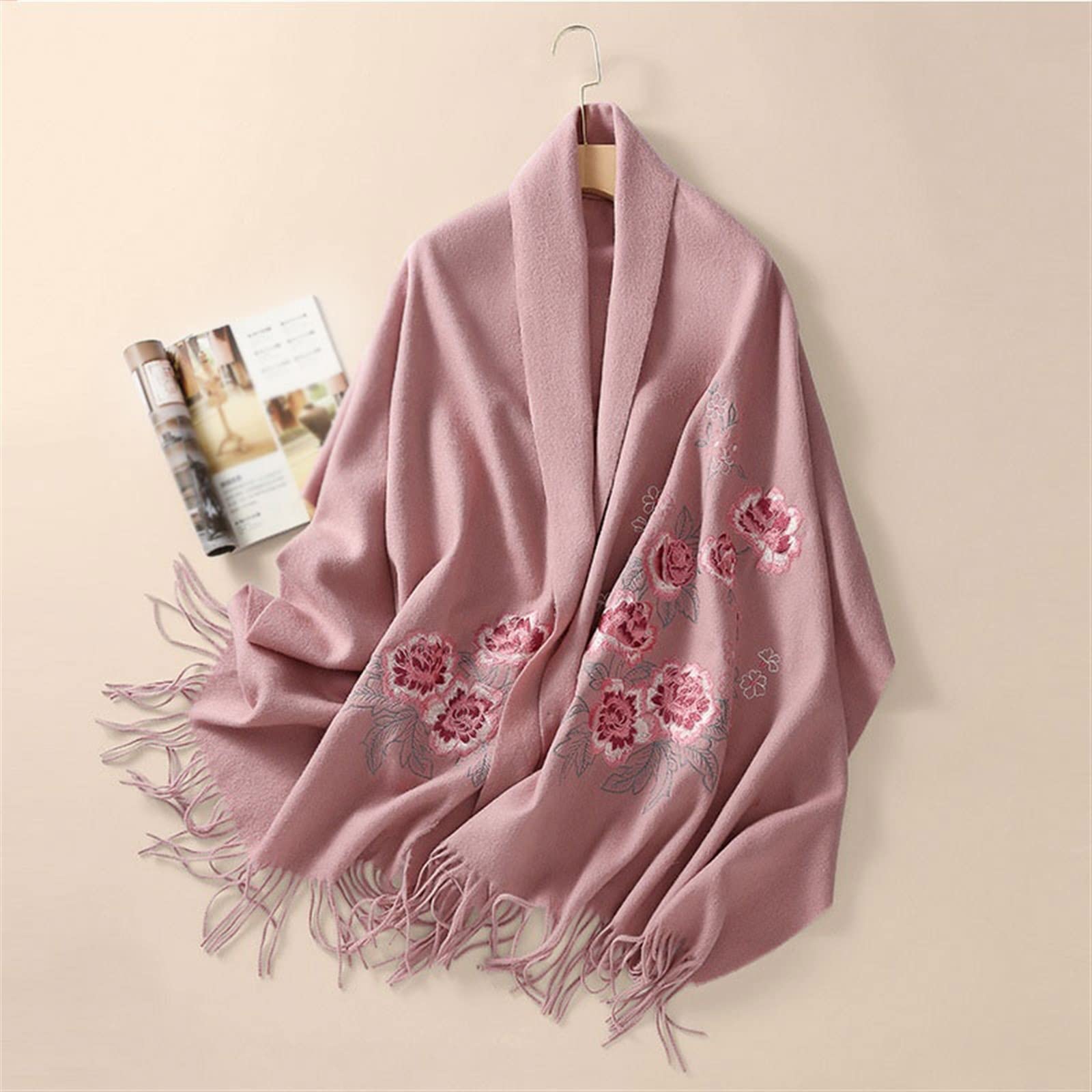 Szal Szalik Miękki i wygodny wełniany szalik z owczej skóry na jesień i zimę z dużym szalem zapewniającym ciepło i modę Szalik damski (Color : Pink, Size : 200 * 60cm)