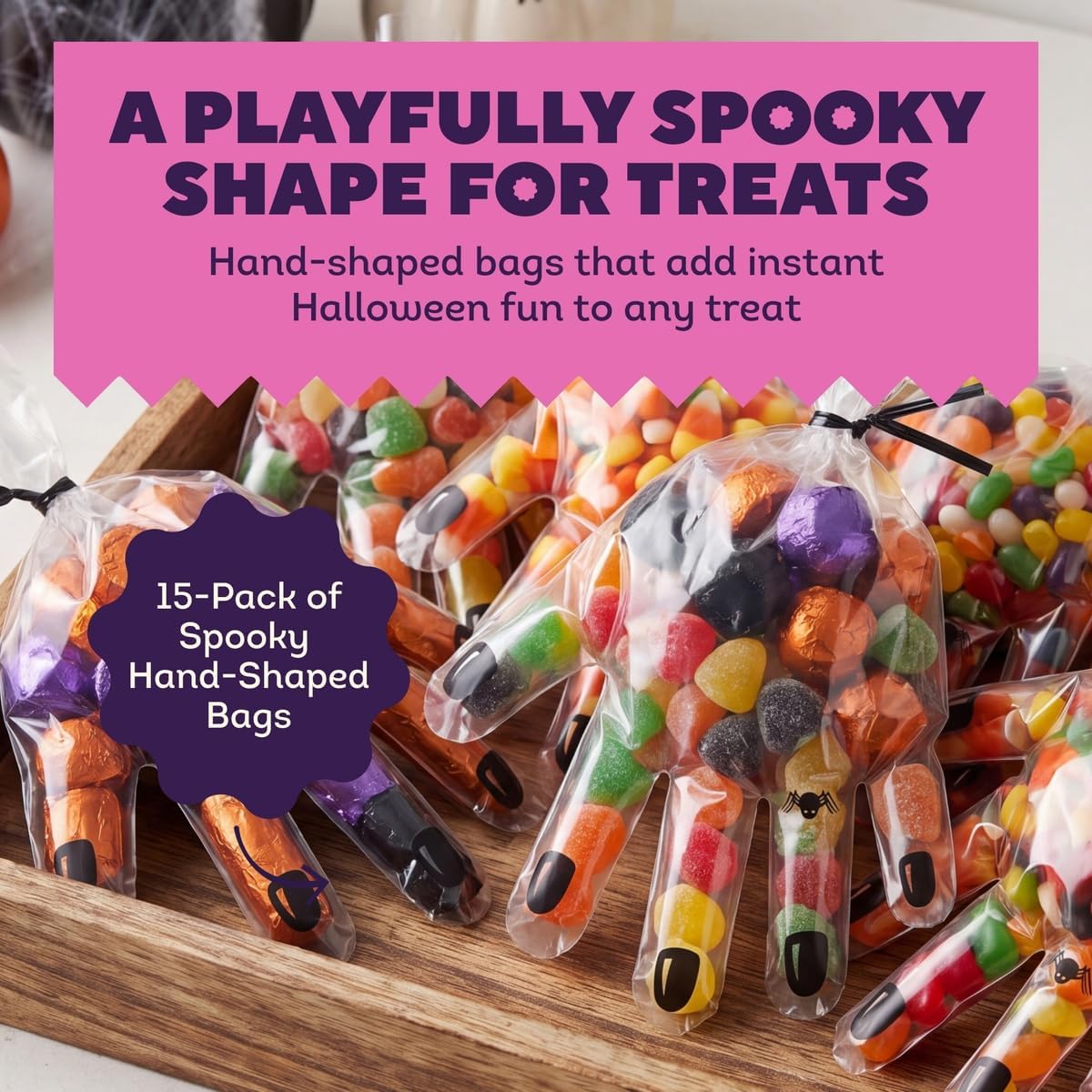 Wilton Creepy Hand Shaped Halloween Party Bags, 15-Count