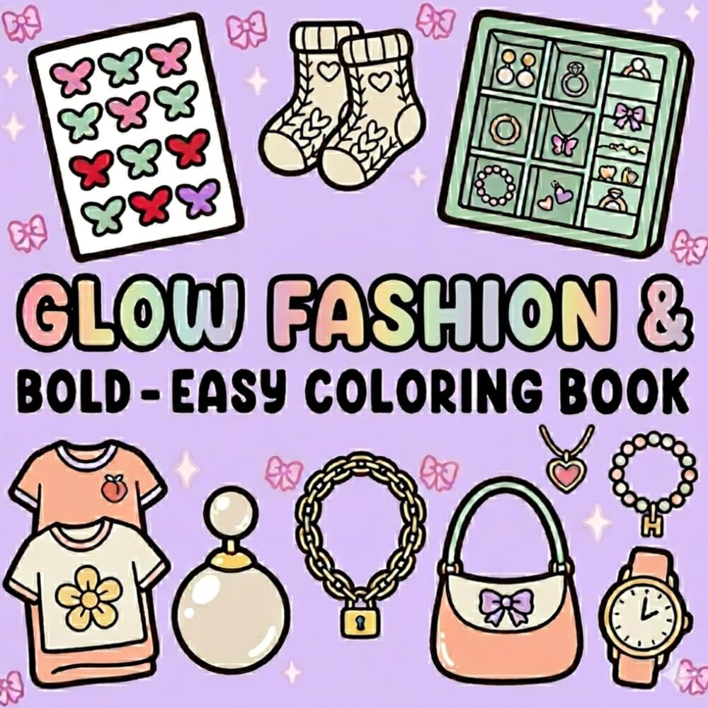 Glow Fashion Bold and Easy Coloring Book: For Stress Relief and Relaxation Both Adults & Kids