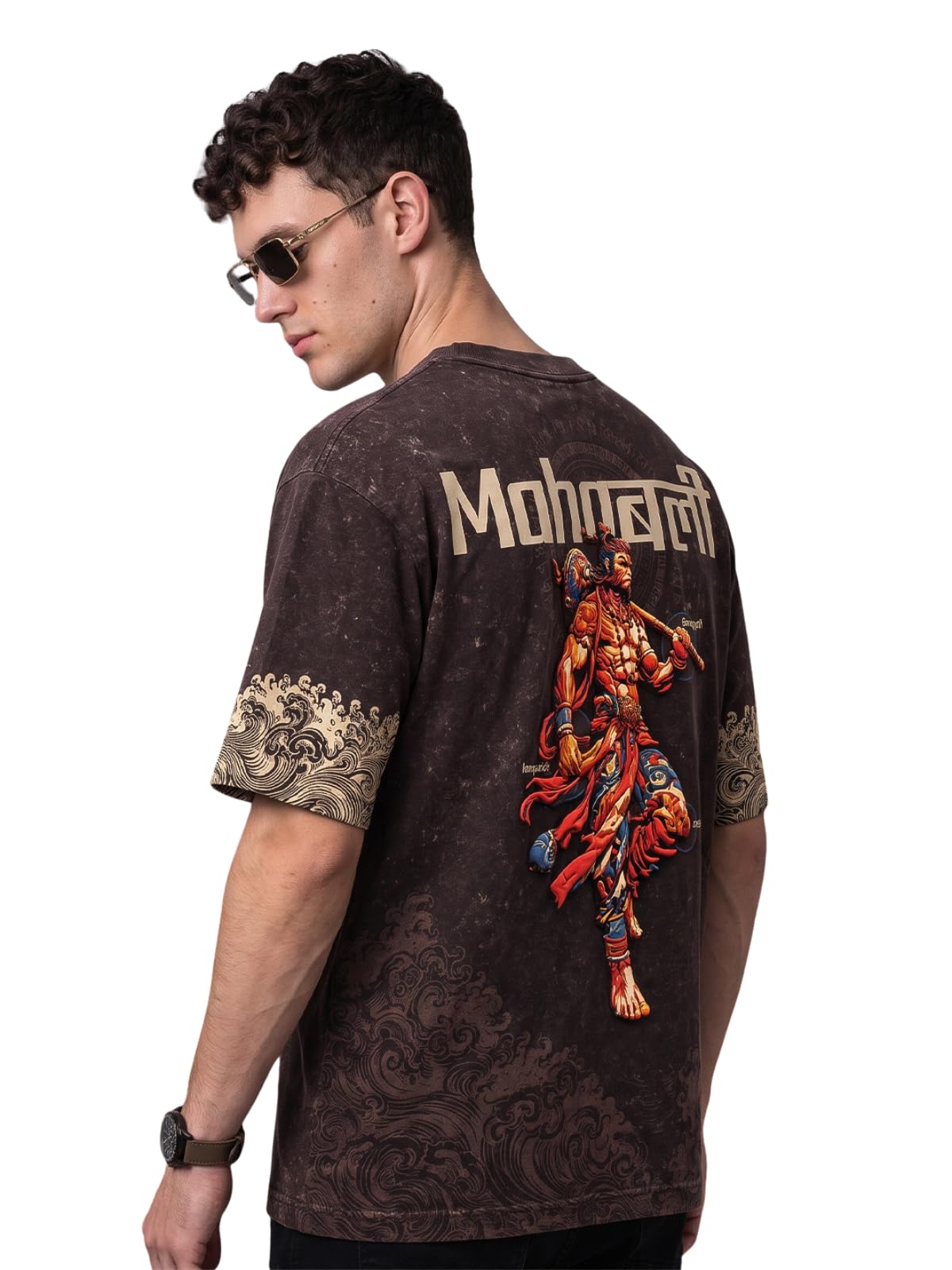 veirdo Men Oversized Puff Printed T-Shirt 240 GSM Pure Cotton Graphic Tee, Relaxed Fit Round Neck Half Sleeve Casual Streetwear Fashion (Size S to XXL)-picture-23