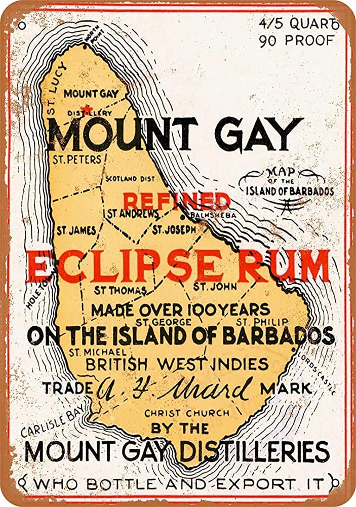 Inga #856 1937 Mount Gay Eclipse Rum Vintage Metal Sign 8X12 Inches