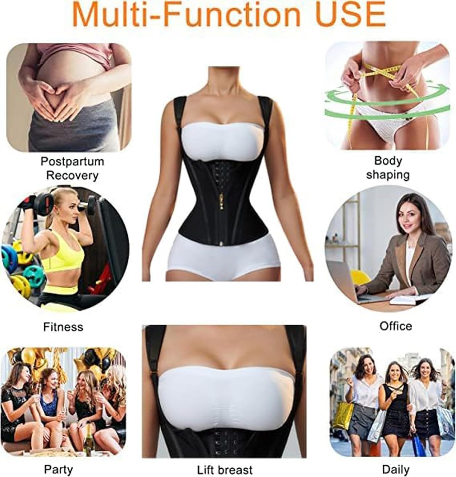 Gaine Amincissante Reducing Shapers, VêTement Gainant pour Femme, Lavage à la Main(Black,S)