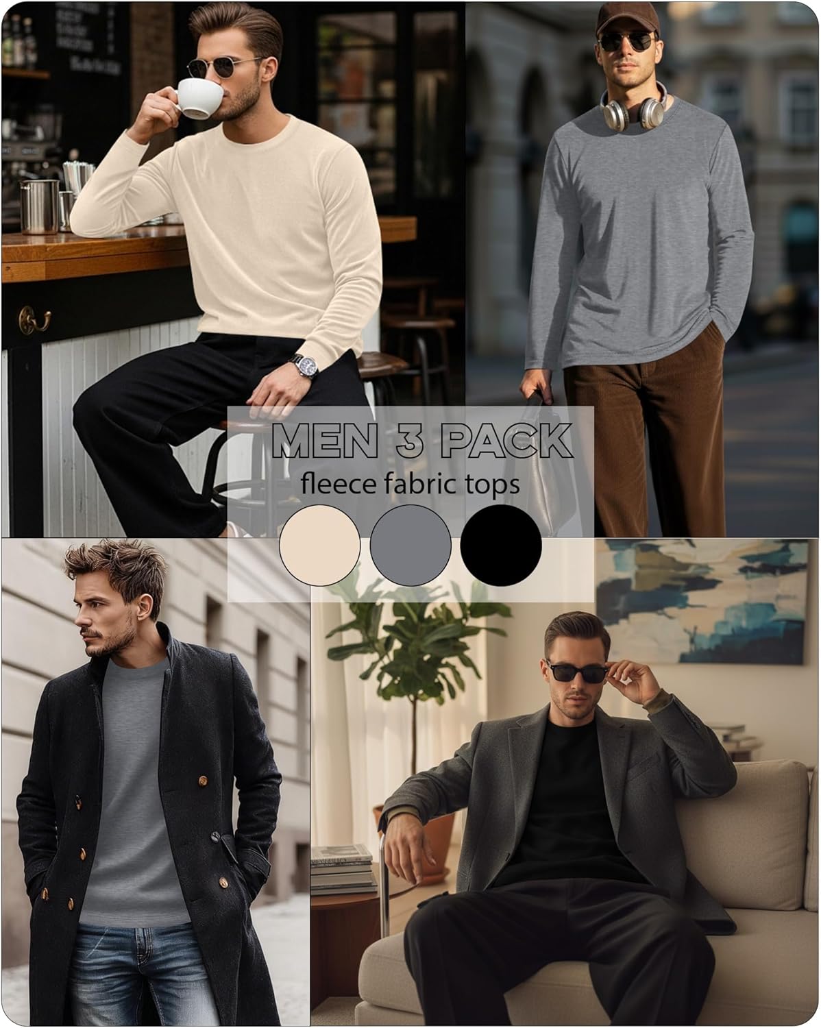 3 Pack Mens Long Sleeve Shirts Crew Neck Thermal T-Shirt Thick Pullover Basic Tops Casual Comfortable Sweatshirt - Image 4