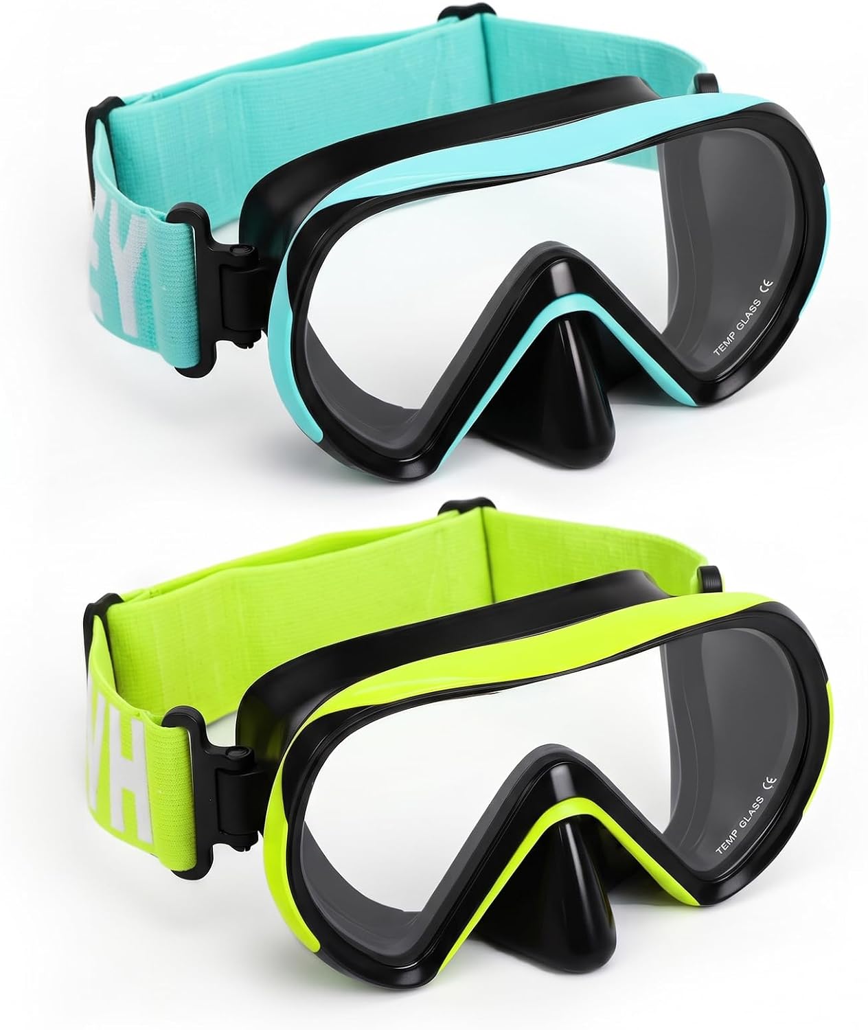 Diving Masks for Kids, Goggles with Nose Cover, Elastic Strap, Tempered Glass, 180° Clear View, Anti-Fog Snorkel Mask for Ages 6-16