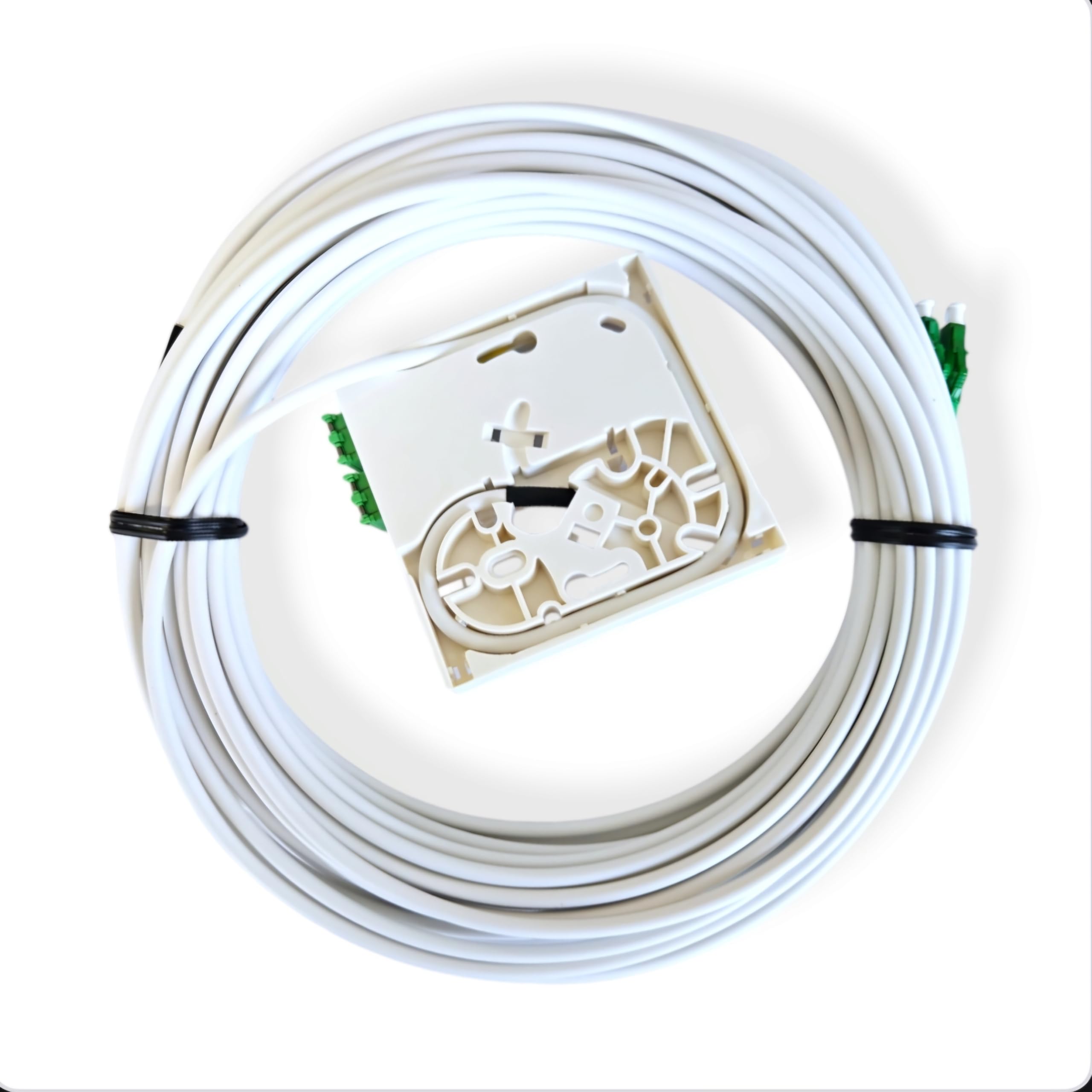 FTTH KIT 10m – vorkonfektioniertes Glasfaserkabel LC/APC 8°, OS2 Duplex Patchkabel weiß, 4,0 mm, G.657.A2 für Router