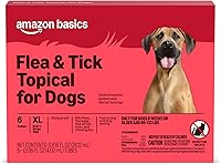 Amazon Basics Flea & Tick Topical Treatment for X-Large Dogs (89-132 lbs) - Fast-Acting, Waterproof, 30-Day Protection, 6 Doses