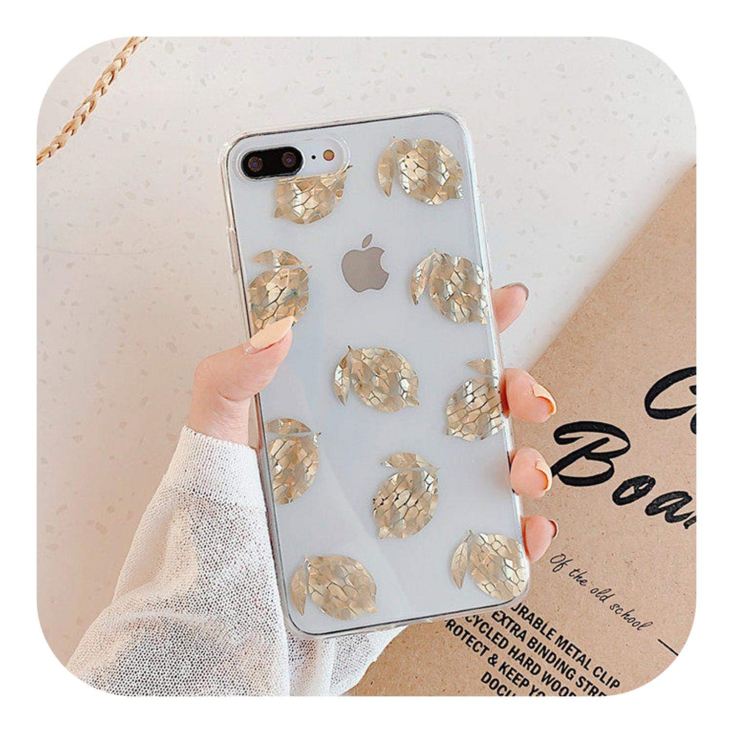 Amazon.co.jp: スマホケースキラキラゴールドリーフ透明ケースiphone
