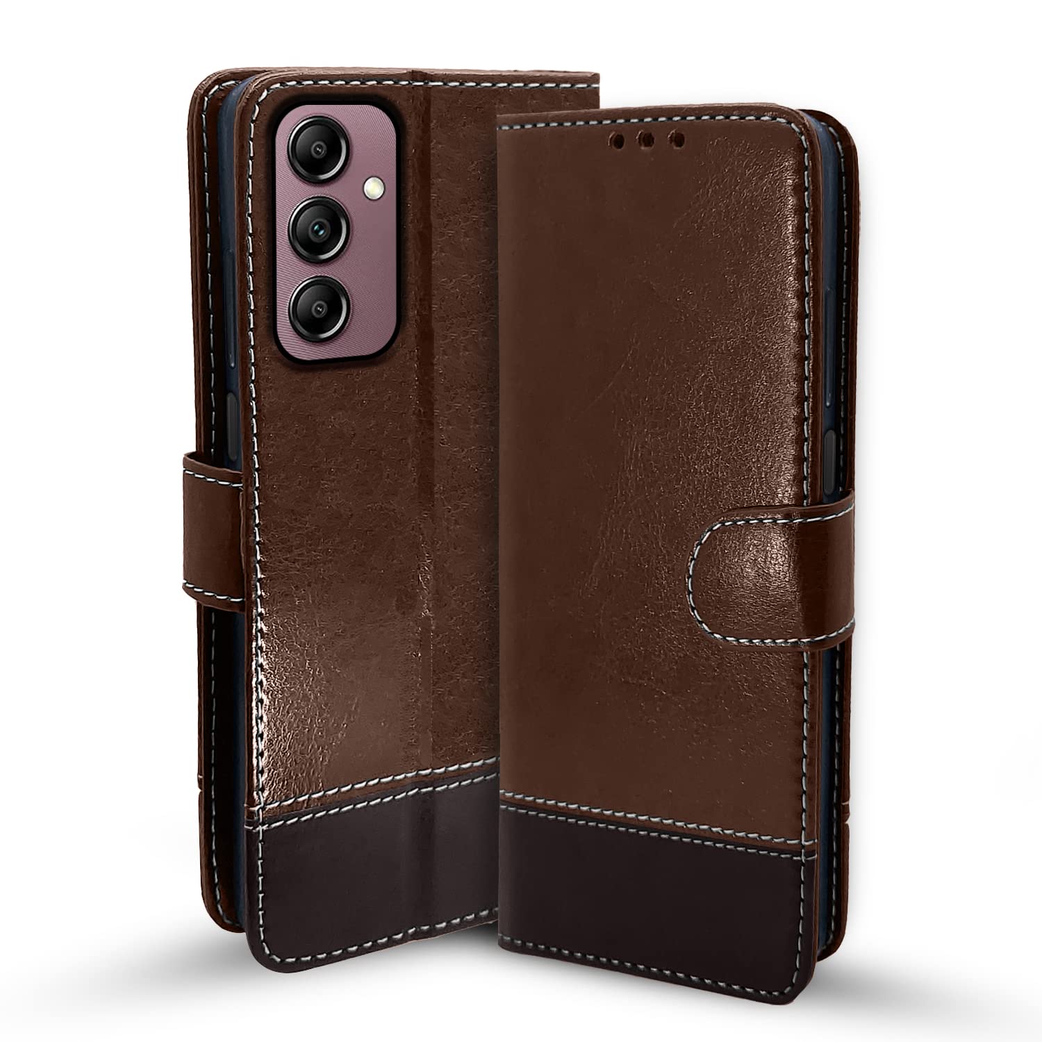 Pikkme Samsung Galaxy A14 4G / A14 5G Flip Cover | Dual-Tone PU Leather Finish | Wallet Style & Stand | Magnetic Flip Case for Samsung Galaxy A14 4G / A14 5G (Brown & Coffee) (B0BSRWZMCH) Amazon Price History, Amazon Price Tracker