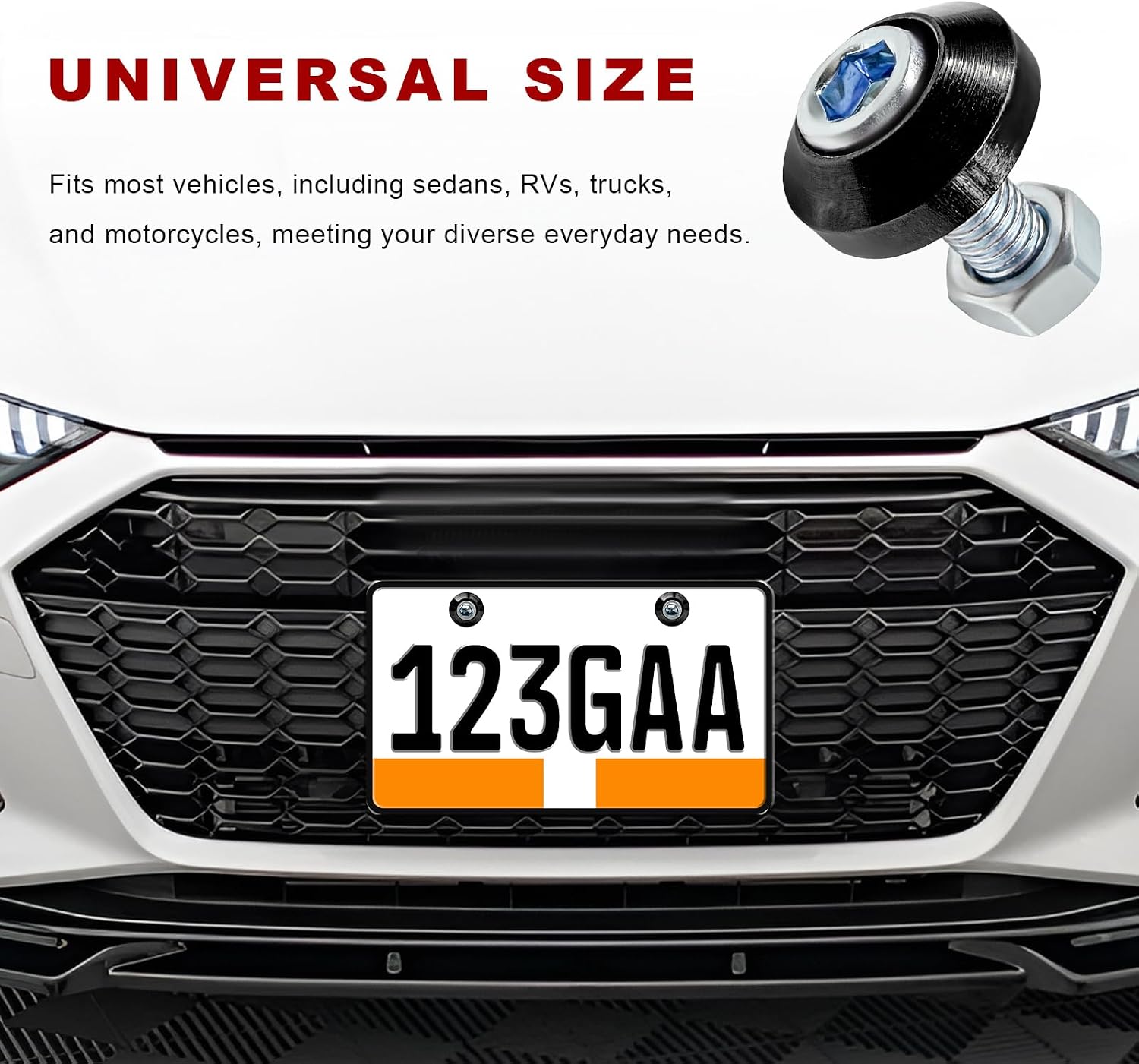 4 PCS Motorcycle License Plate Bolts, M6 Rustproof Aluminum Alloy License Plate Screws Kit, Anti Theft Tag Frame Decorative Fastener for Most Vehicles, Car Accessories (Black) image 5