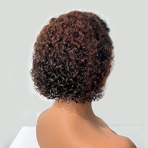 Miniatura 3 de Peluca de cabello humano corto rizado de 13 x 4 pulgadas, pelucas de encaje frontal HD, predepiladas, sin pegamento, parte frontal, peluca Bob de