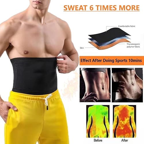 Miniatura 4 de SLMLEES - Traje de sauna reductor de cintura para hombre, cinturón de compresión para adelgazar el sudor, térmico, entrenamiento, control de