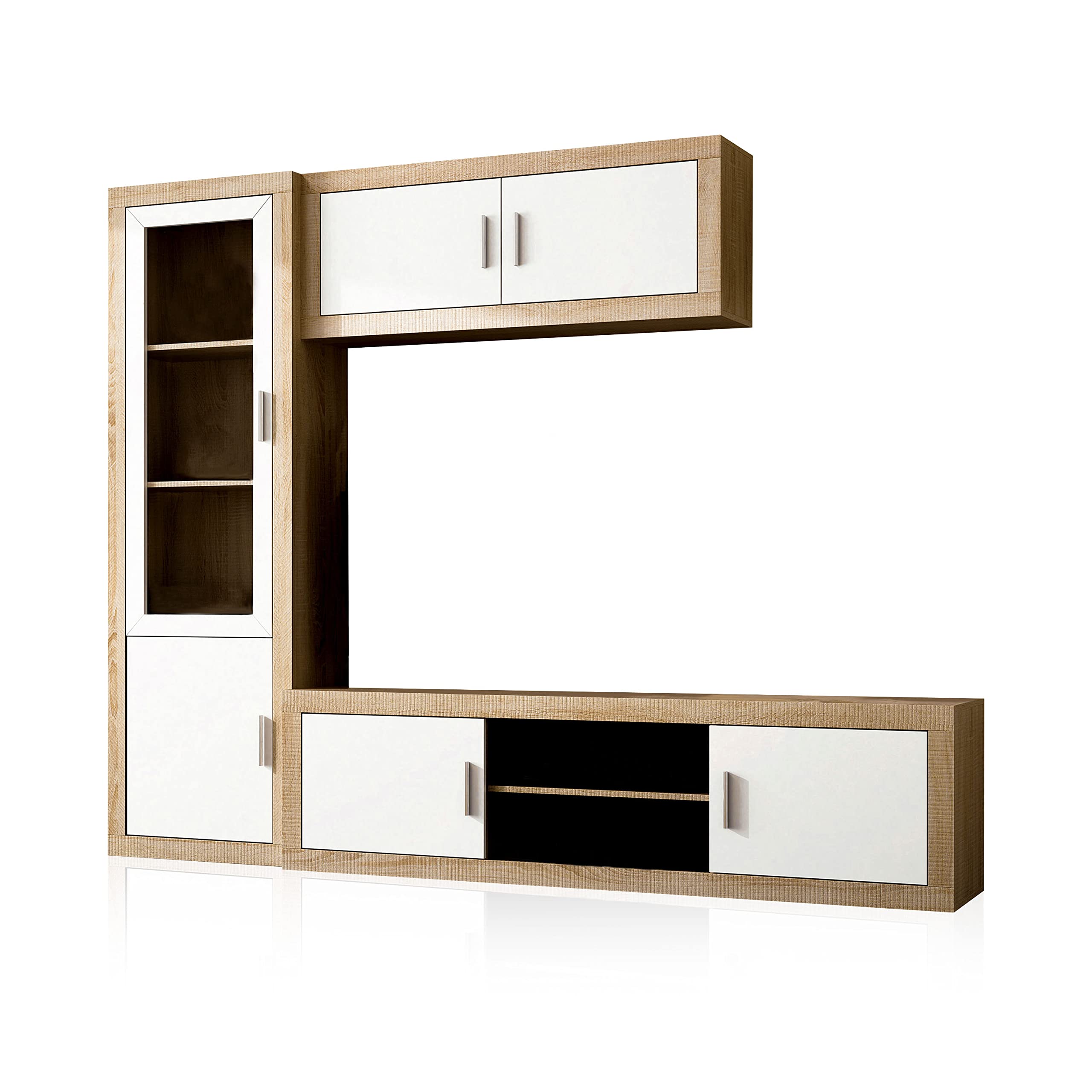duehome | Salon Modular, Conjunto de Muebles de Salon, Modelo Nuka V1, Acabado en Cambria y Blanco, Medidas: 240 cm (Largo)