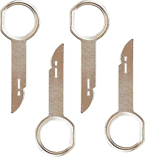 4pcs Car Radio Removal Tool Key,Car Radio Release Keys Extraction Tool, Stainless Steel Pins Radio Adapter Disassembly Tool for Volkswagen Ford Focus Fiesta Mondeo Audi Mercedes,silver
