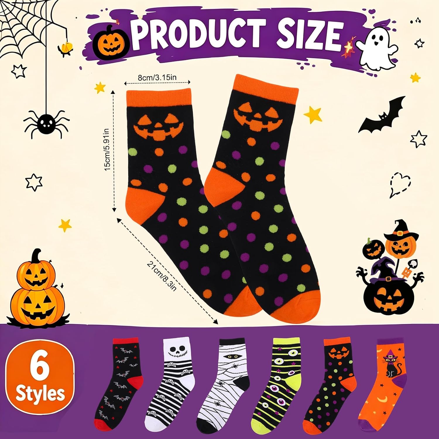 Halloween Socks for Women Men Novelty Horror Ghost Crew Sock Gift image 4