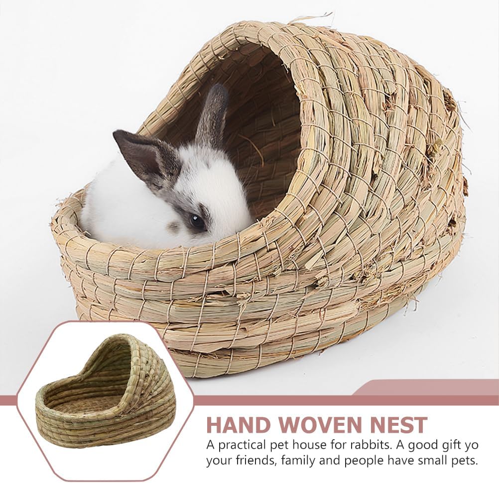 NOLITOY Rabbit Nest Rabbit Grass Bed Bedding House Bunny Grass Hamster Habitat Dwarf Hamster Cage Hamgers Mat Woven Mat Critter Cage Cava Bunny s Straw Chew