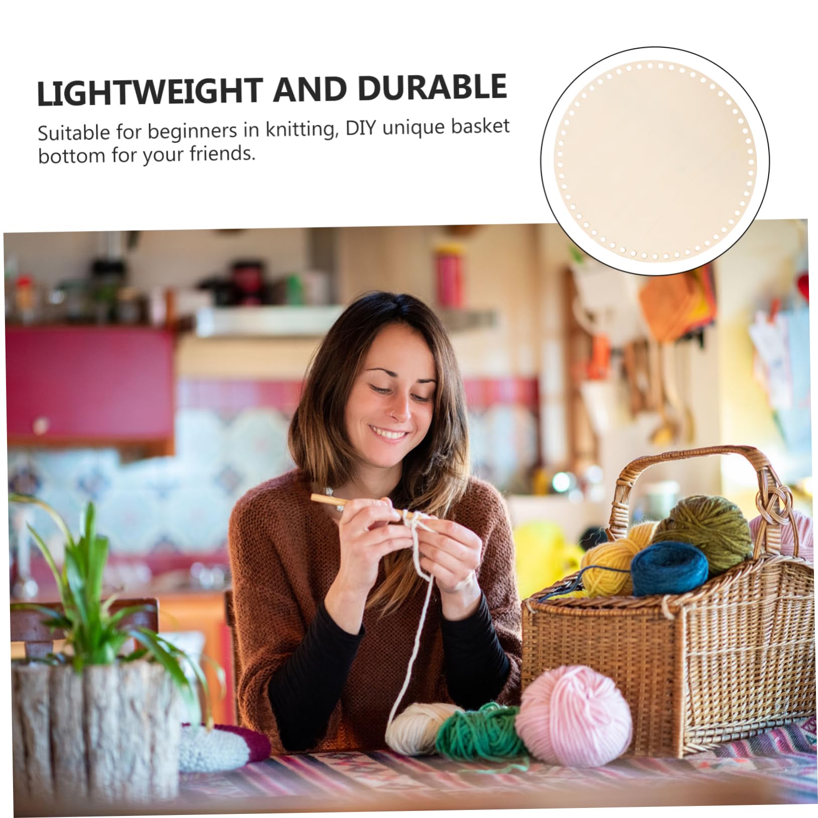 HOMSFOU DIY Crochet Basket Bottom 5pcs Cross Stitch Basket Set Weaving Craft Parts