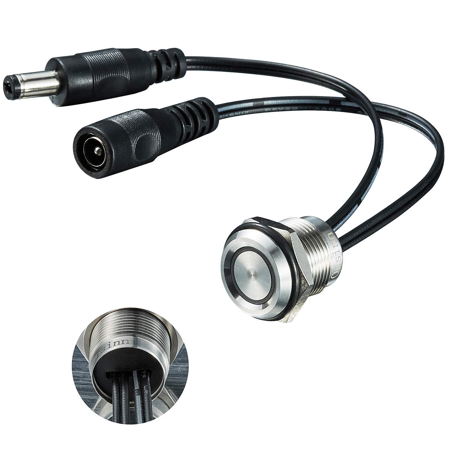 Touch Switch DC12V to 24V 19mm Diameter 3/4'' mounting Hole dimmer Switch for Home Lighting Signal Lights Application (19mm on/Off with red/Blue led, Silver, 3)