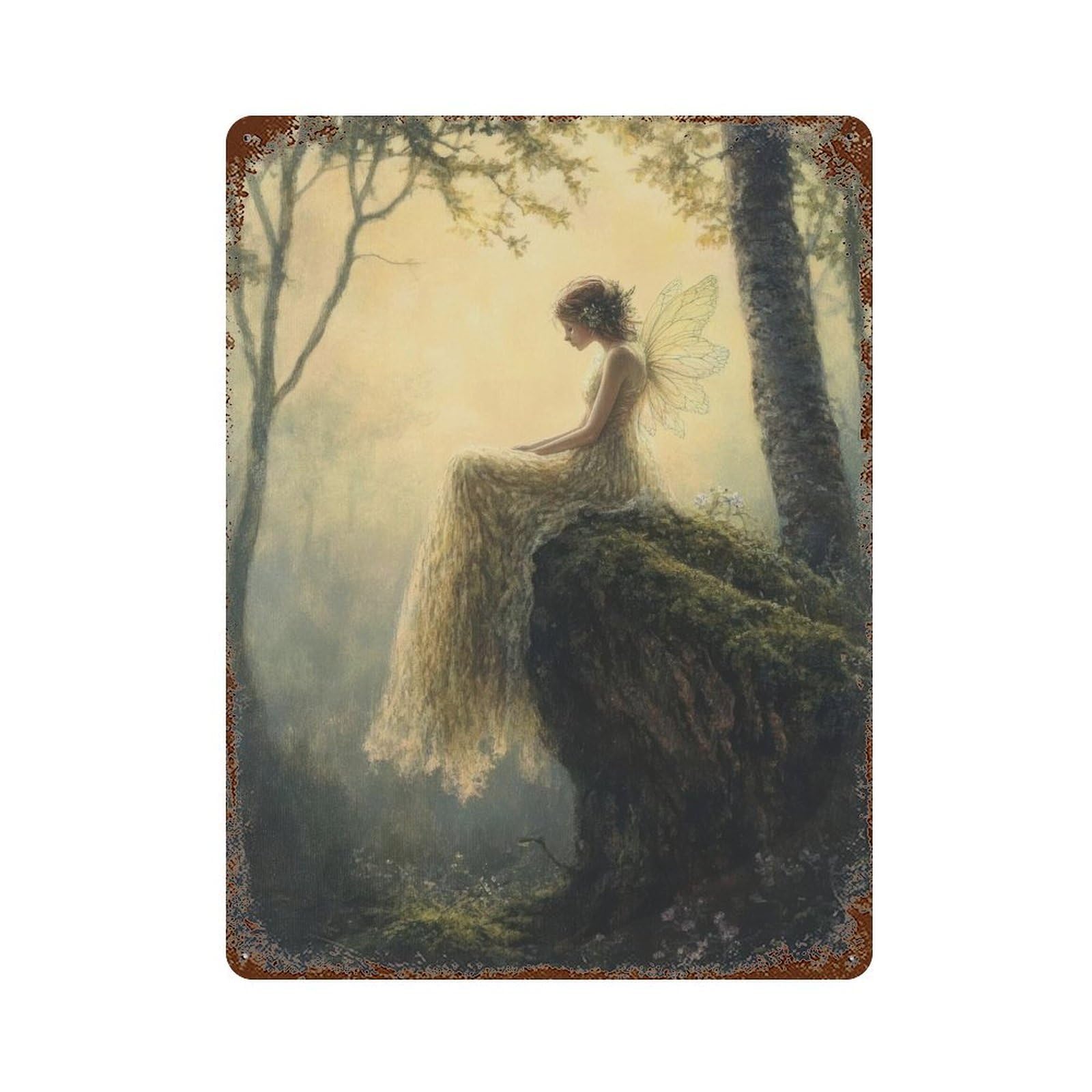 Fairy Dewdrop Woodland Cottagecore & Dark Academia Decor Whimsical Forest Vintage Nature Wall Decor Art Metal Tin Poster Modern Home Decor Art Home Bar Shop Decorations Vintage Sign 40x30cm