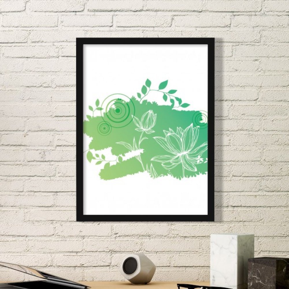 Cadre photo rectangle en bois noir avec peinture fleur de lotus le cadeau idéal pour la maison