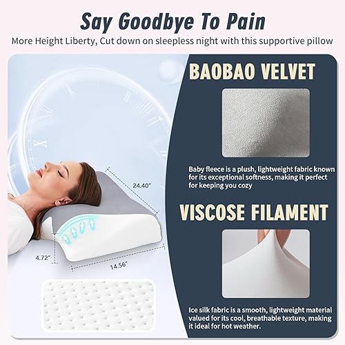 Miniatura 5 de Almohadas ortopédicas ergonómicas para el dolor de cuello y hombro apnea del sueño mejor dormir espuma viscoelástica soporte profundo cervical