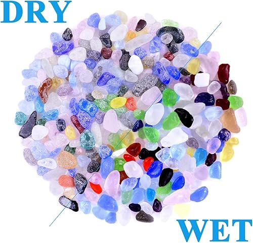 Miniatura 2 de KINGOU Piedras de cristal de mar de 15.5 onzas, piedras de caramelo esmeriladas, relleno de jarrón, piedras de vidrio de colores mixtos/cuentas para