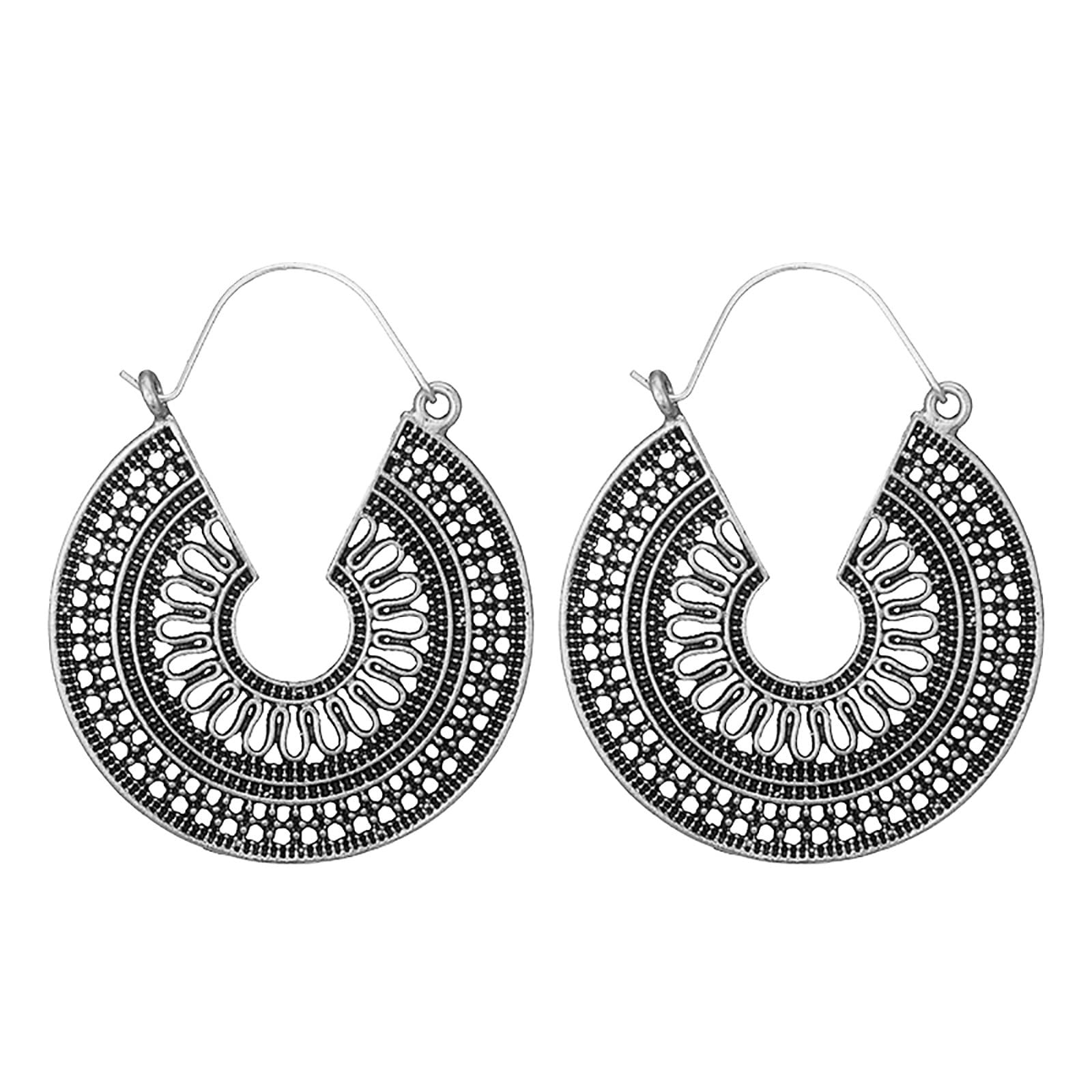 Sterling Hoop Ethnic Drop : boucles d'oreilles clips bohèmes en argent 925 - 7