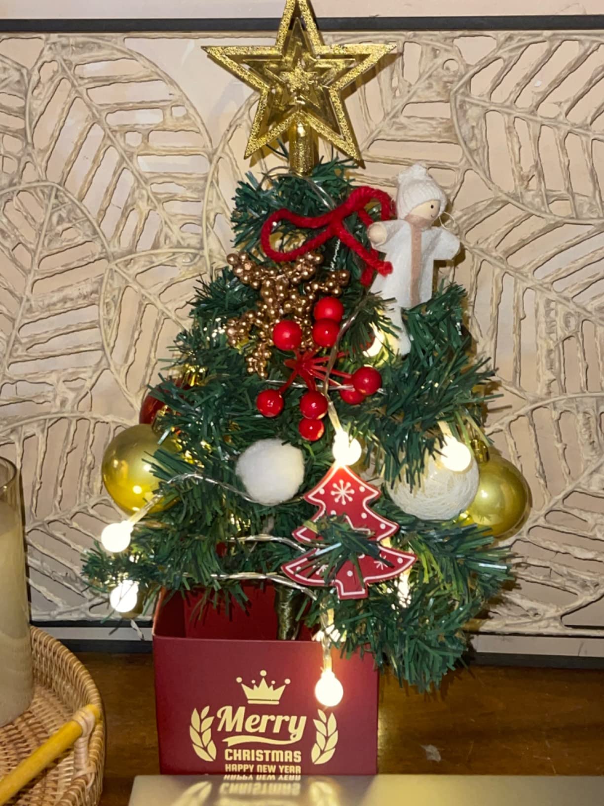 3/mo Finance Mini Christmas Tree Decorations with Light 18 Inch, Table Top Christmas