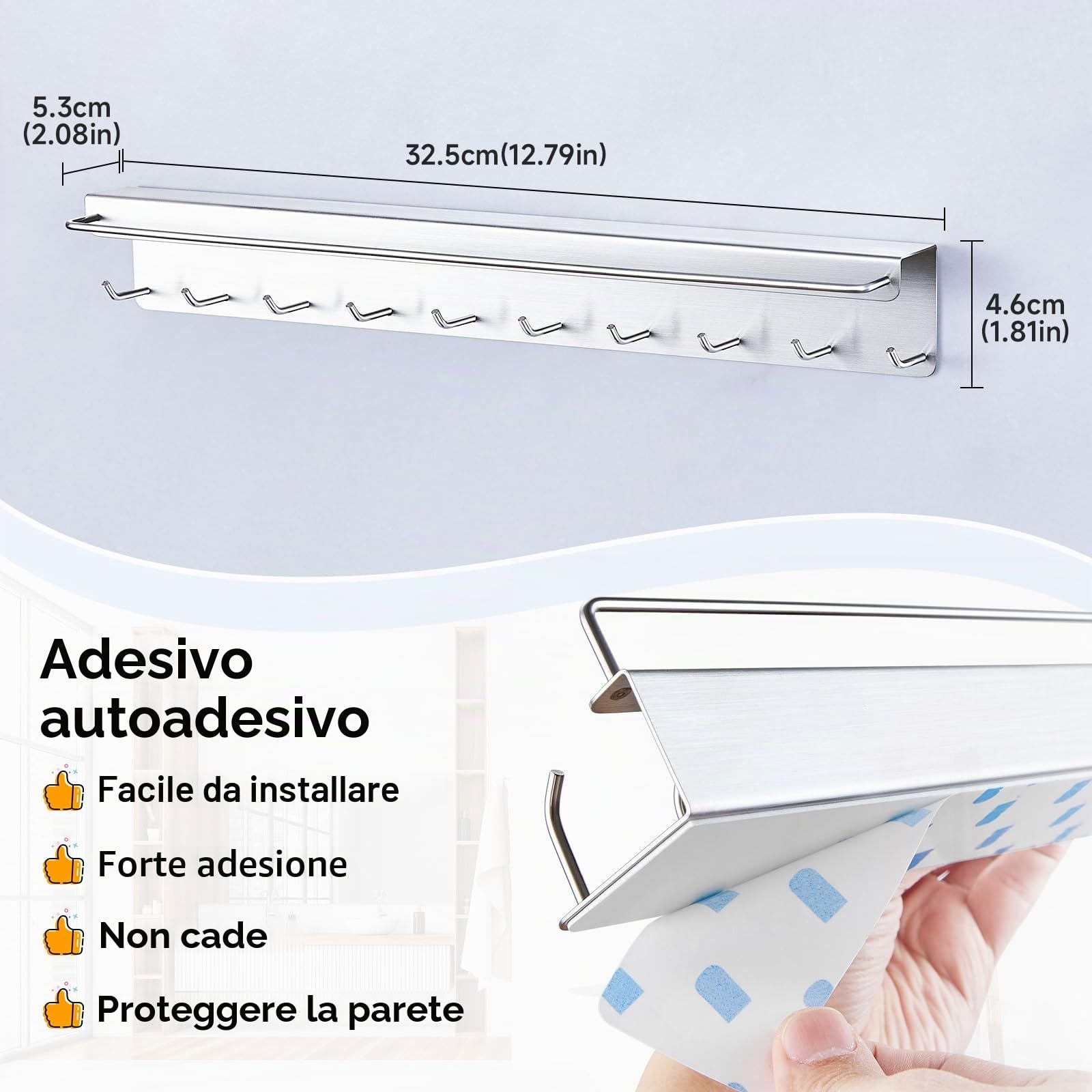 2 Pezzi Porta Collane da Parete, Espositore Gioielli per Collane, Bracciali e Orecchini, Porta Gioielli da Appendere con 20 Ganci, porta Occhiali, Organizer occhiali Da sole (Argento)