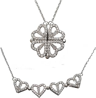 [SHAREKI] ハートから四つ葉のクローバーへ ネックレス 四つ葉 ハート オープンハート マグネット ペンダント ツーウェイ ネックレス