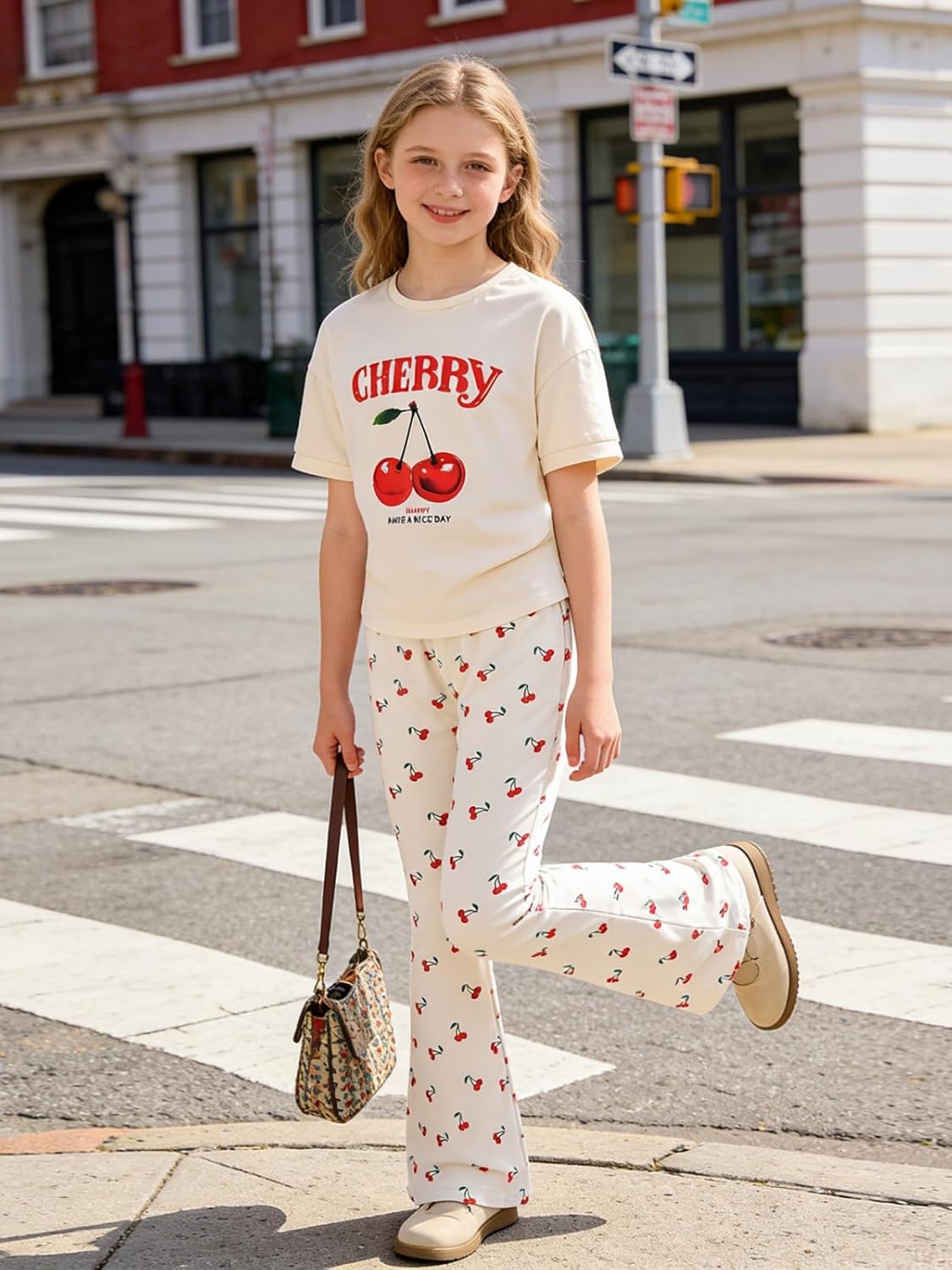 Size 6-12 Years Tween Girls Clothes 2PCS Sets Crop Tops & Flare Pants with Letter Print Summer Outfits - Image 9