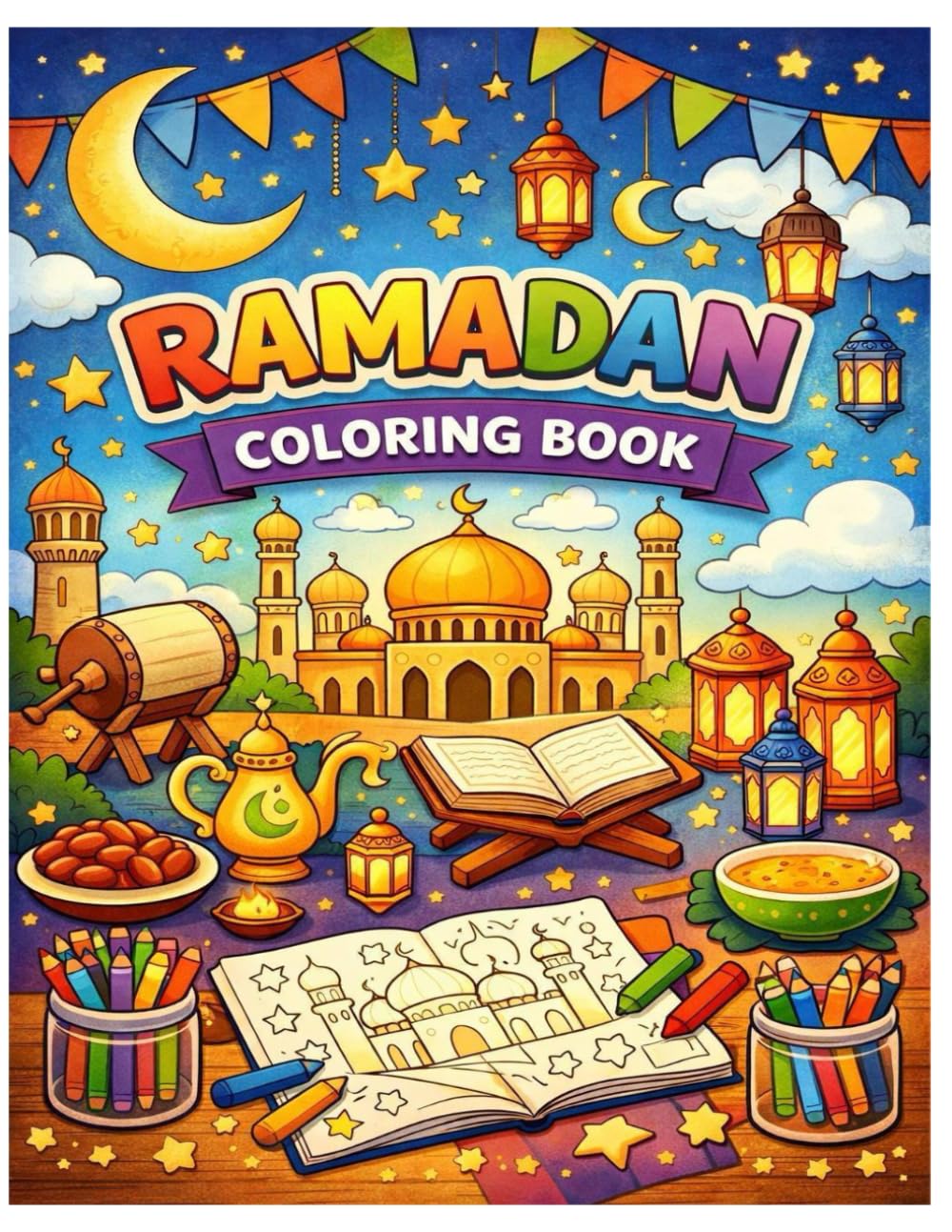 Ramadan Kareem Coloring Book for Kids: Fun and Simple Islamic Coloring Pages for Children