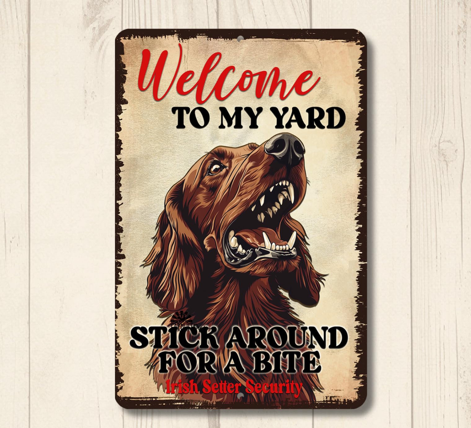 Irish Setter Welcome to Yard House Sign funny red dog security metal warning tin home decor