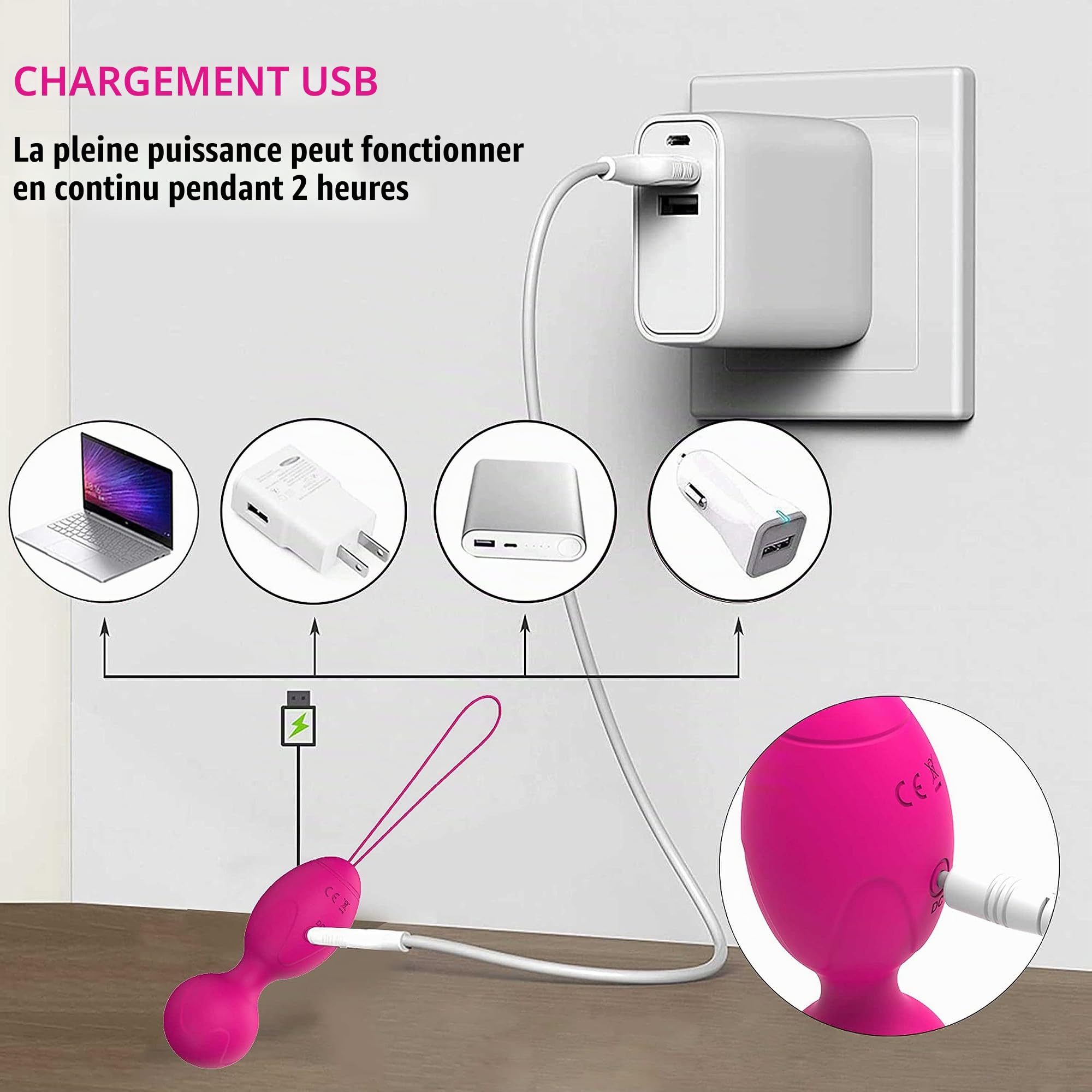 Kegel Balls Kit Entraîneur multimodal pelvien, Exerciseur intelligent des muscles du plancher pelvien, Exerciseur de contrôle de la vessie pour les femmes （Rose）