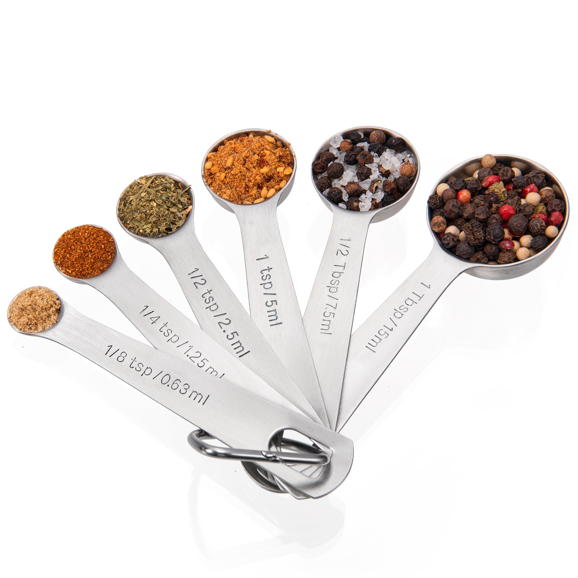 Doosu 18/8 Stainless Steel Measuring Spoons with Engraved Metric (Set of 6)