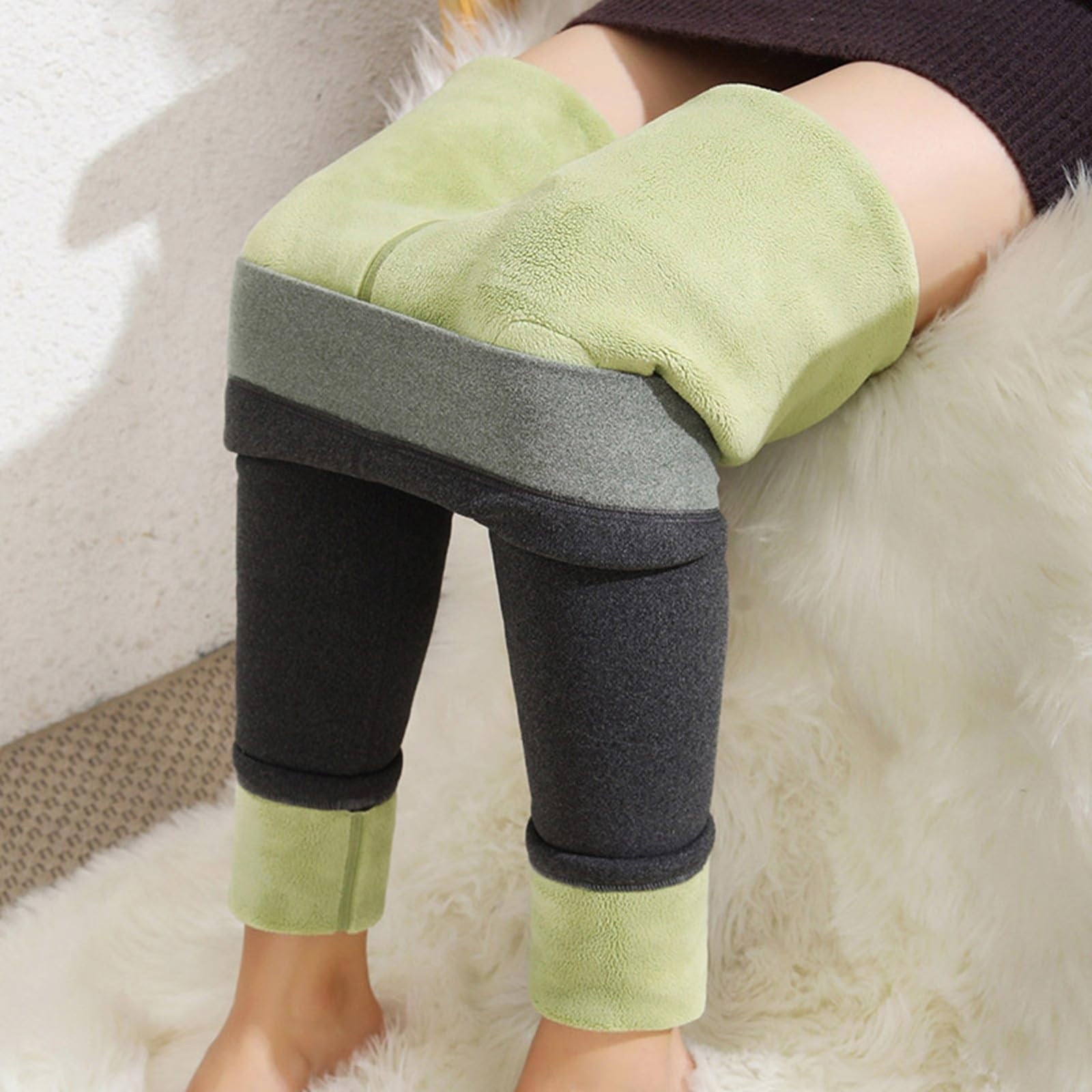 Leggins Termici Donna, Pantaloni Donna Palestra, Leggins Felpati Fodera In Pile Termica Caldi Solid Color Pantaloni Da Yoga Modellante Morbidi Elasticizzati Vestibilità Slim