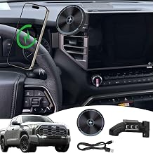 for 2026 Toyota Tundra Phone Mount 2026 Toyota Sequoia Phone Holder 15W Fast Wireless Charger 2022-present Sequoia/Tundra Accessories Compatible for All Screen