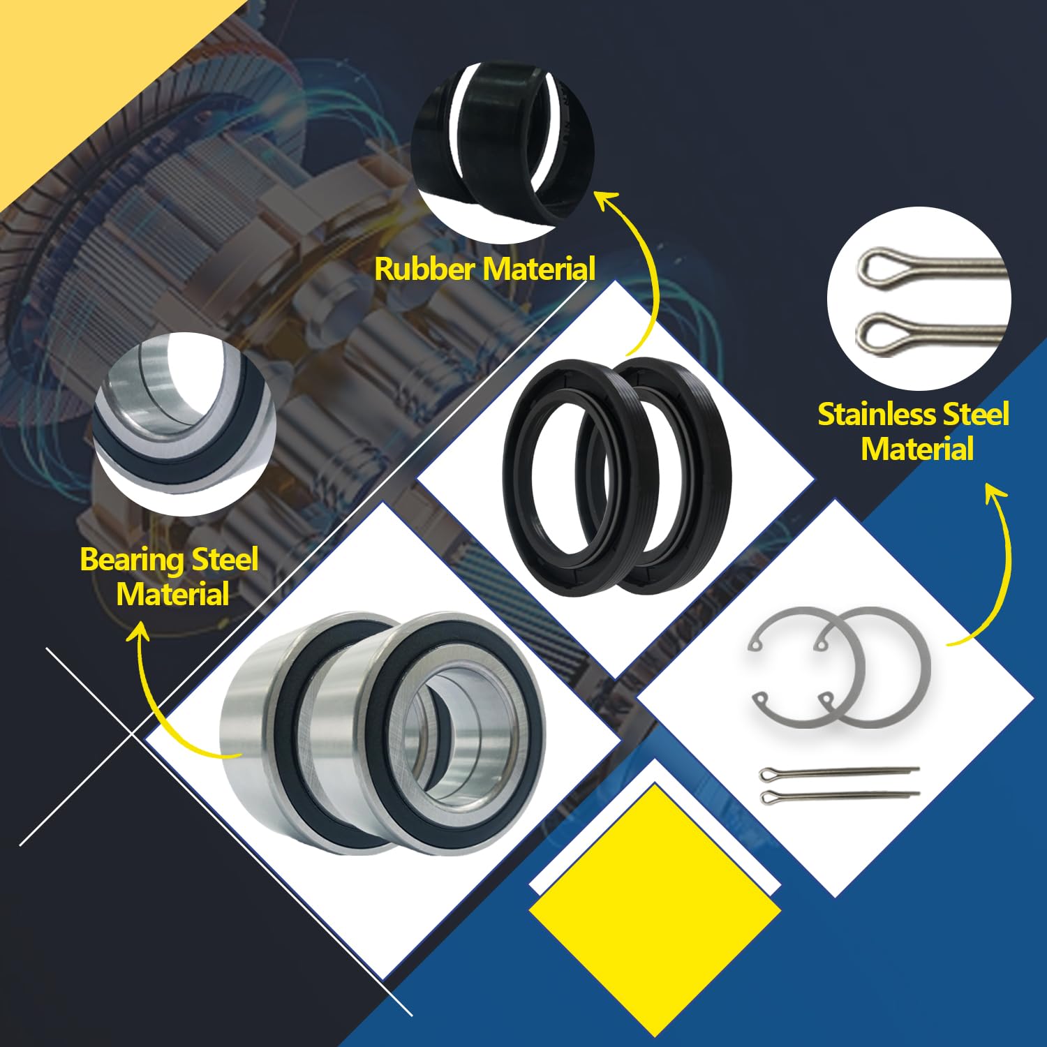 Front Wheel Bearing & Seal Kit Fit for ATV Foreman 400 450 500 Rubicon 500 Rincon 650 680 Wheel Hub Bearing Replace 91051-HA7-651 91209-HN2-003 91256-HM7-003