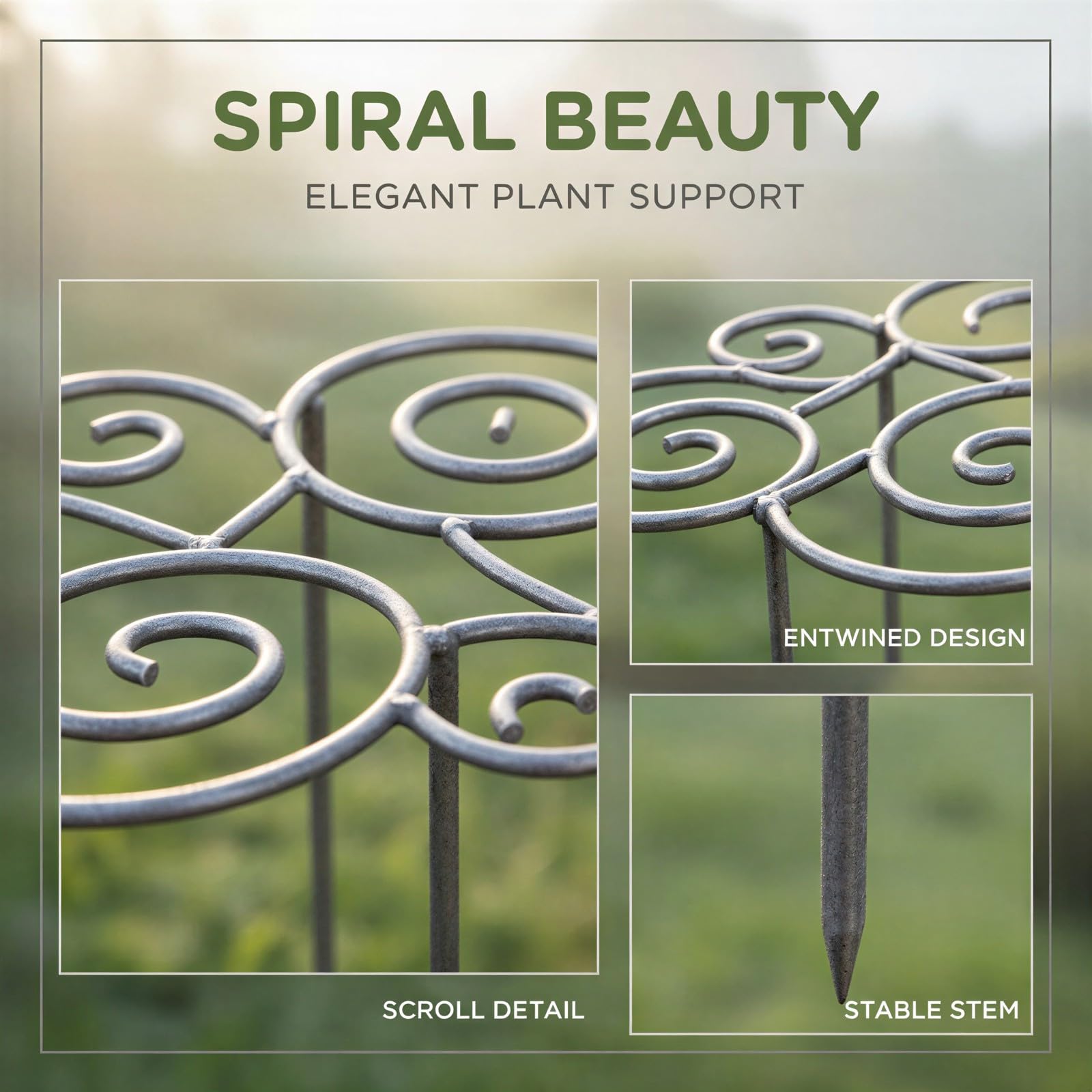 2 Stk. Metall-Pflanzenstützringe 40,5 cm, massiver Eisen-Blumenring mit dekorativen Durchwachsringen, gebogener Pflanzenstützstab für Pfingstrosen, Dahlien, Zimmer- und Gartenpflanzen, Mittel