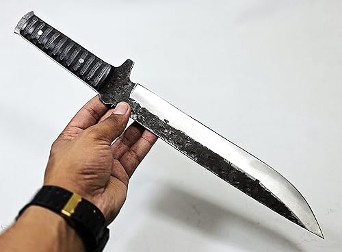 Miniatura 3 de HFD 15" de alto acero al carbono, espada táctica machete con funda, estilo Gladius, hoja de supervivencia, estilo vikingos, mango de madera, katana