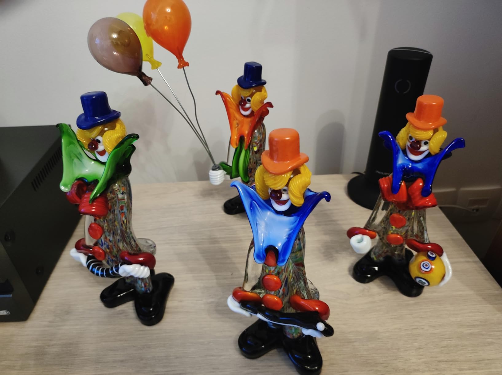 Clown unique en verre de Murano | Sculpture en verre d'art italien | Figurine vénitienne du milieu du siècle | Art en verre Millefiori coloré | Décoration de cirque rétro - France