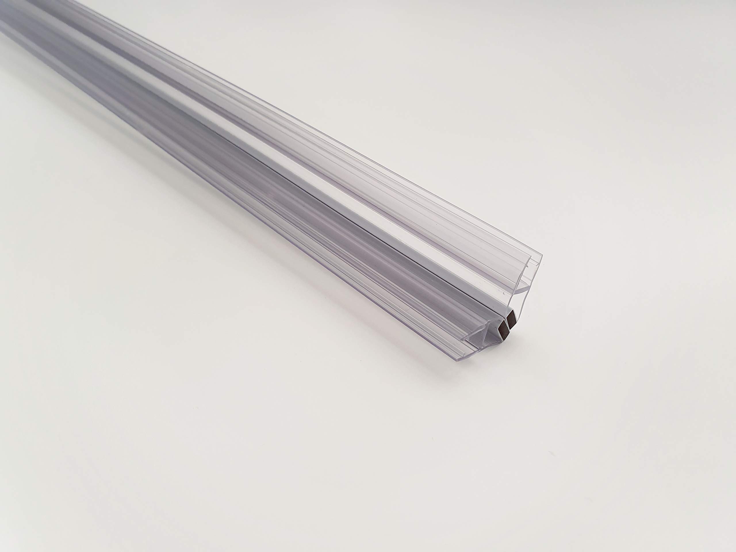 Kristhal Magnetdichtung für Duschtüren 90°, Duschtürdichtung für 6 oder 8 mm Glas, Dichtungspaar mit Magnetstreifen, Anschlag aus 2x 45° Magnetdichtung, Art.Nr. 008AW+008A1W (8 mm Glas)