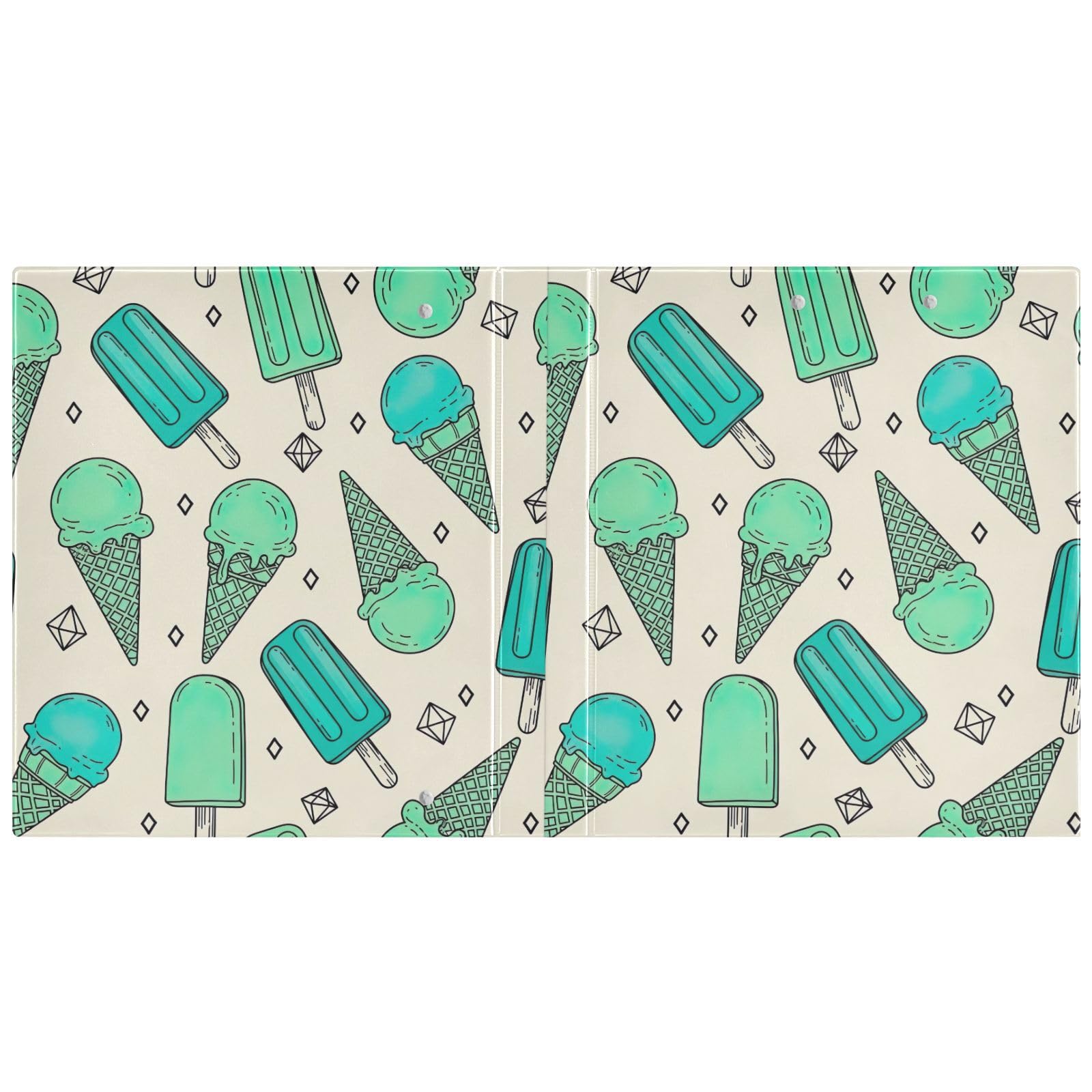 Carpeta de 3 anillos, carpeta de anillos en D de helado verde menta turquesa, paquete de 2 | Con portapapeles y bolsillos, para escuela, universidad, oficina