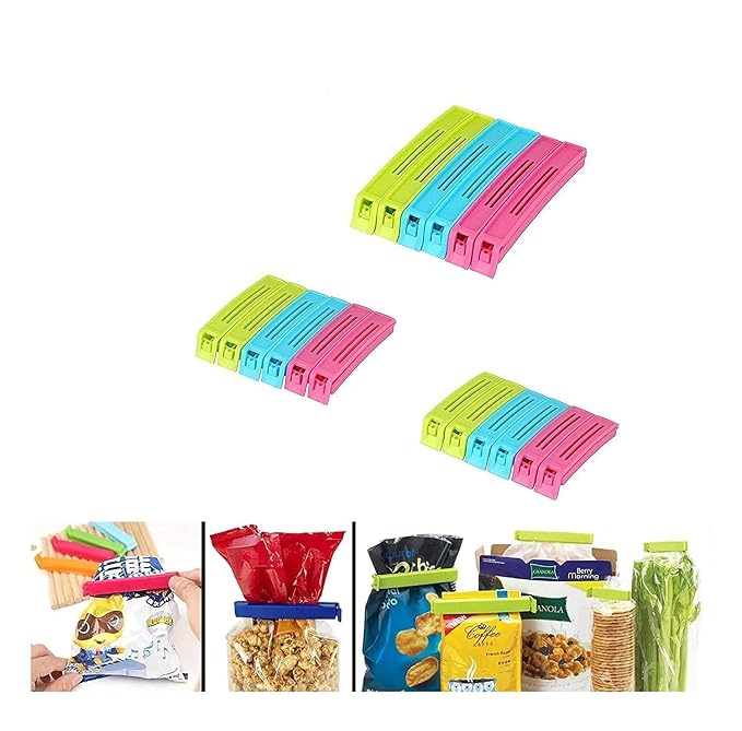 Plastic Bag Sealing Clips|Food Snack Pouch Clip 18-Pieces, Multi Color- Combo Pack