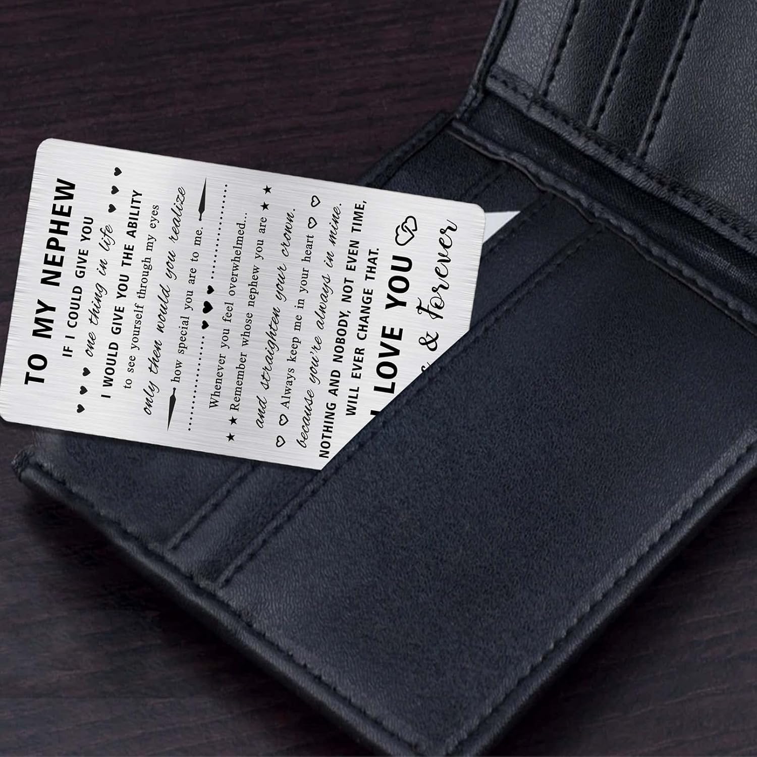 Alotozo Nephew Gifts from Aunt Uncle - To My Nephew Stainless Steel Wallet Card - Inspirational Nephews Keepsake Gift, Birthday Graduation Gift Idea - Image 5
