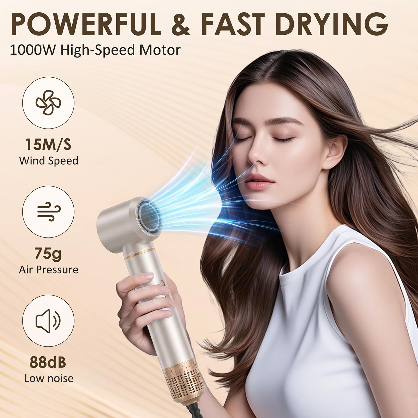 Asciugacapelli 5 in 1, Spazzola Asciugacapelli Multifunzione, Hair Styler set 1000W, Airbrush Air Styler, Spazzola Ad Aria Calda, Phon Capelli Per Asciugatura, Volume, Ricci