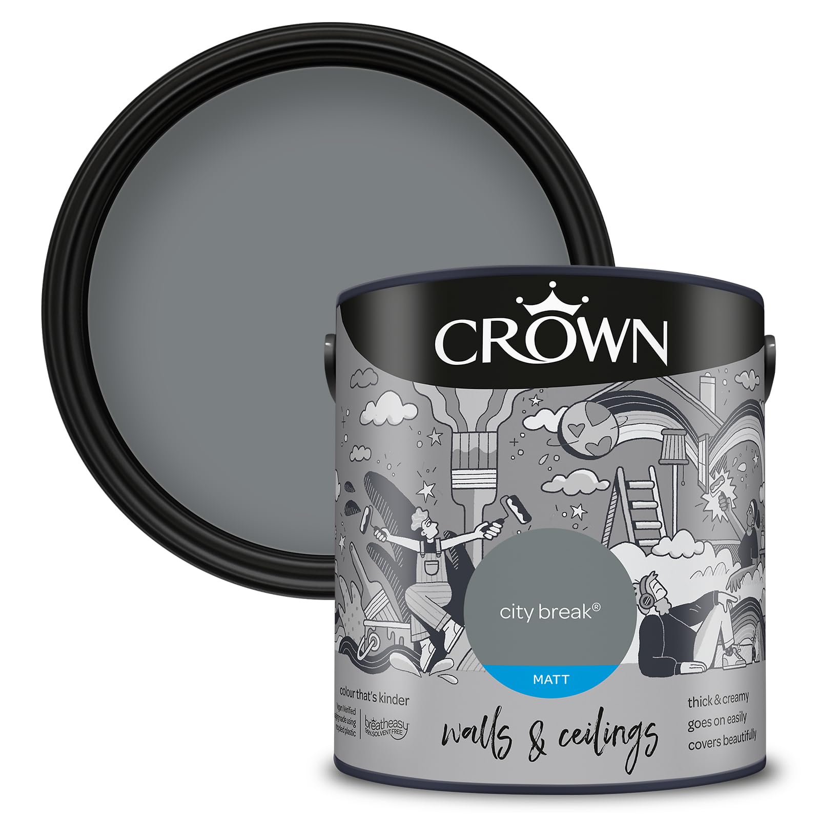 Crown Paints Crown Breatheasy Matt Emulsion Paint 5L - City Break