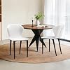 LES FLEURS Modern Dining Chairs Set of 2, Upholstered Faux Leather Kitchen Chairs with Curved Backrest, Soft Cushion Seat, Armless Side Chairs, Sturdy Metal Legs for Kitchen, Living Room, Off-White