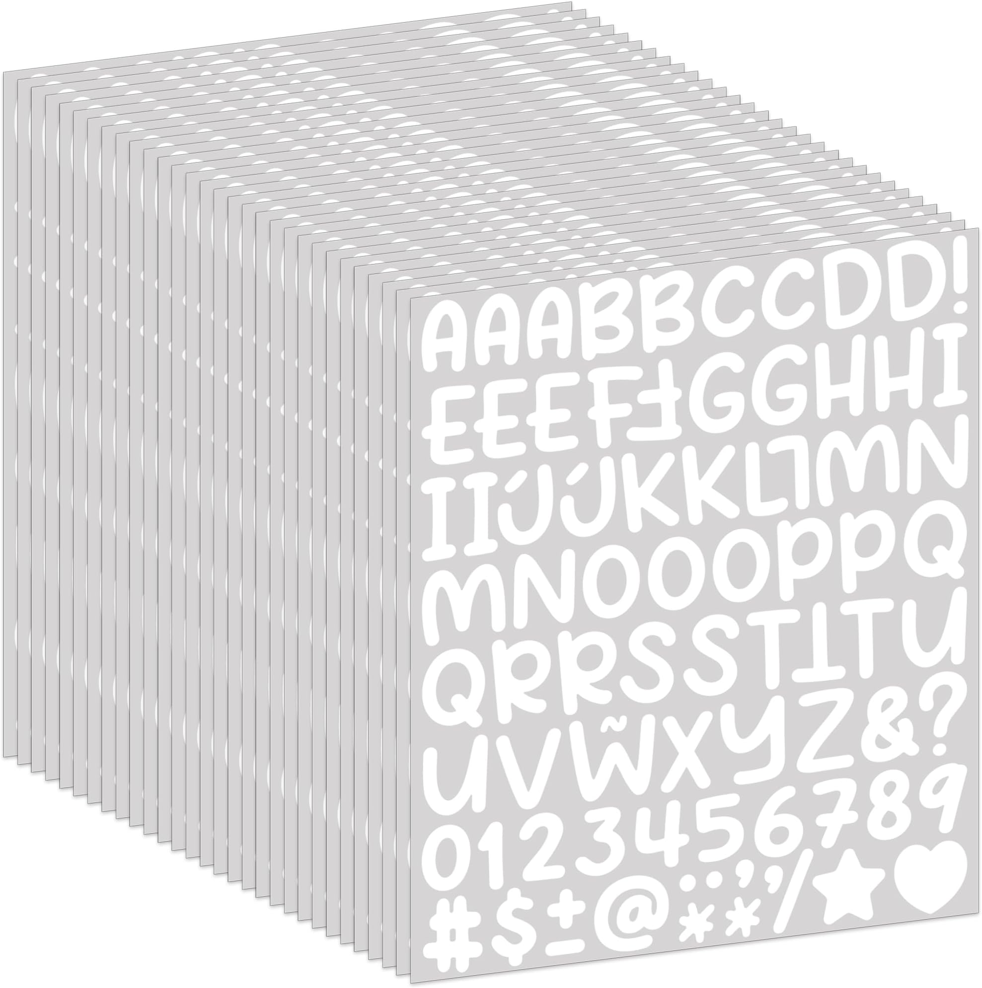 2460 Pcs Letter Stickers 30 Sheets 1 Inch Alphabet Stickers Vinyl Waterproof Self-Adhesive Number Stick on Letters for Scrapbooking Water Bottles Notebook Labels Journaling Laptop DIY Craft (White)